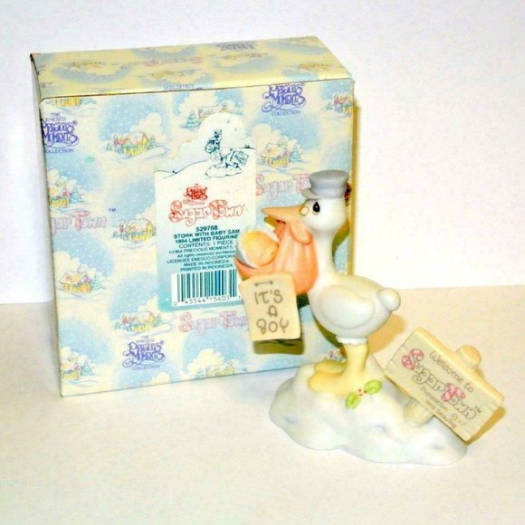 Precious Moments SUGAR TOWN Stork with Baby Sam “I - Picture 1 of 10